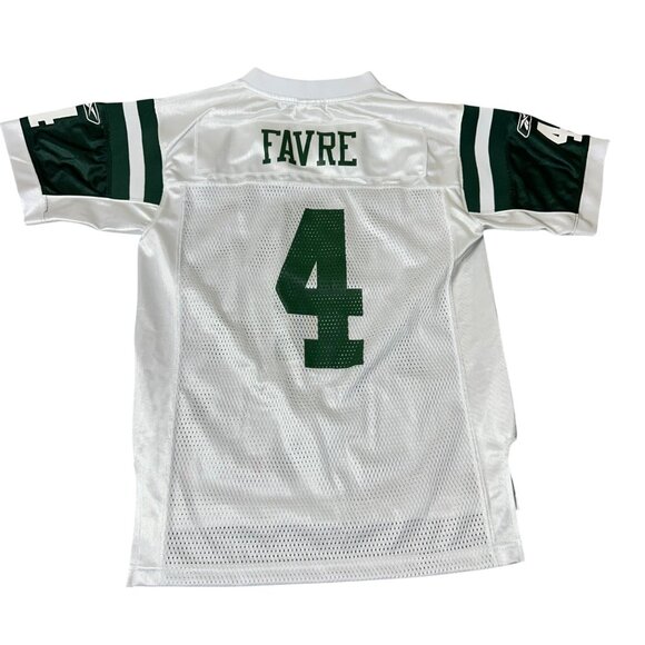 Reebok NFL New York Jets Jersey M (10-12) White Brett Favre #4 Onfield - Picture 2 of 13